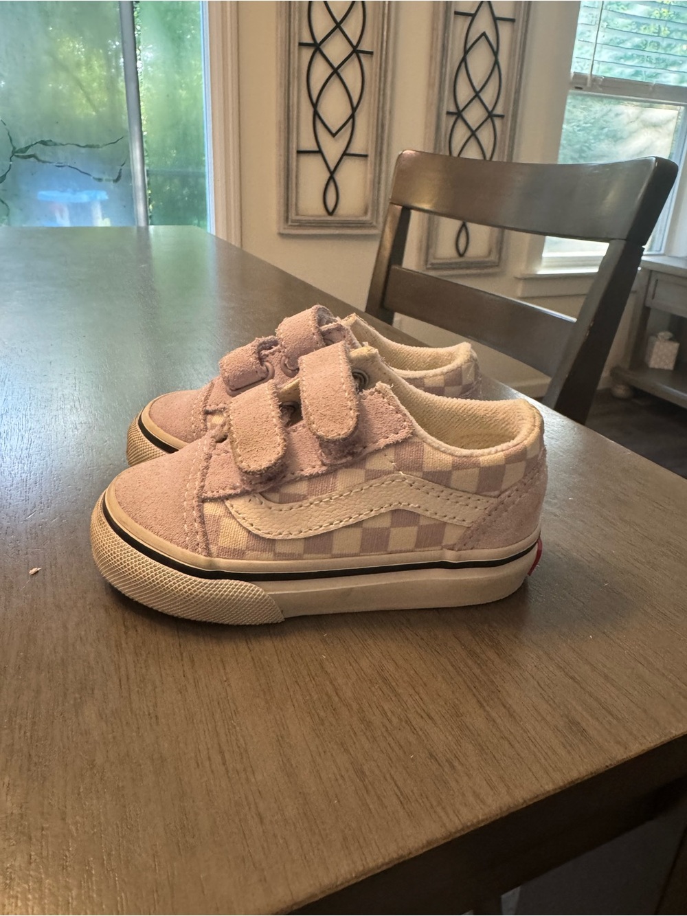 Vans Kids Pink Checkerboard Old Skool Velcro Shoes
